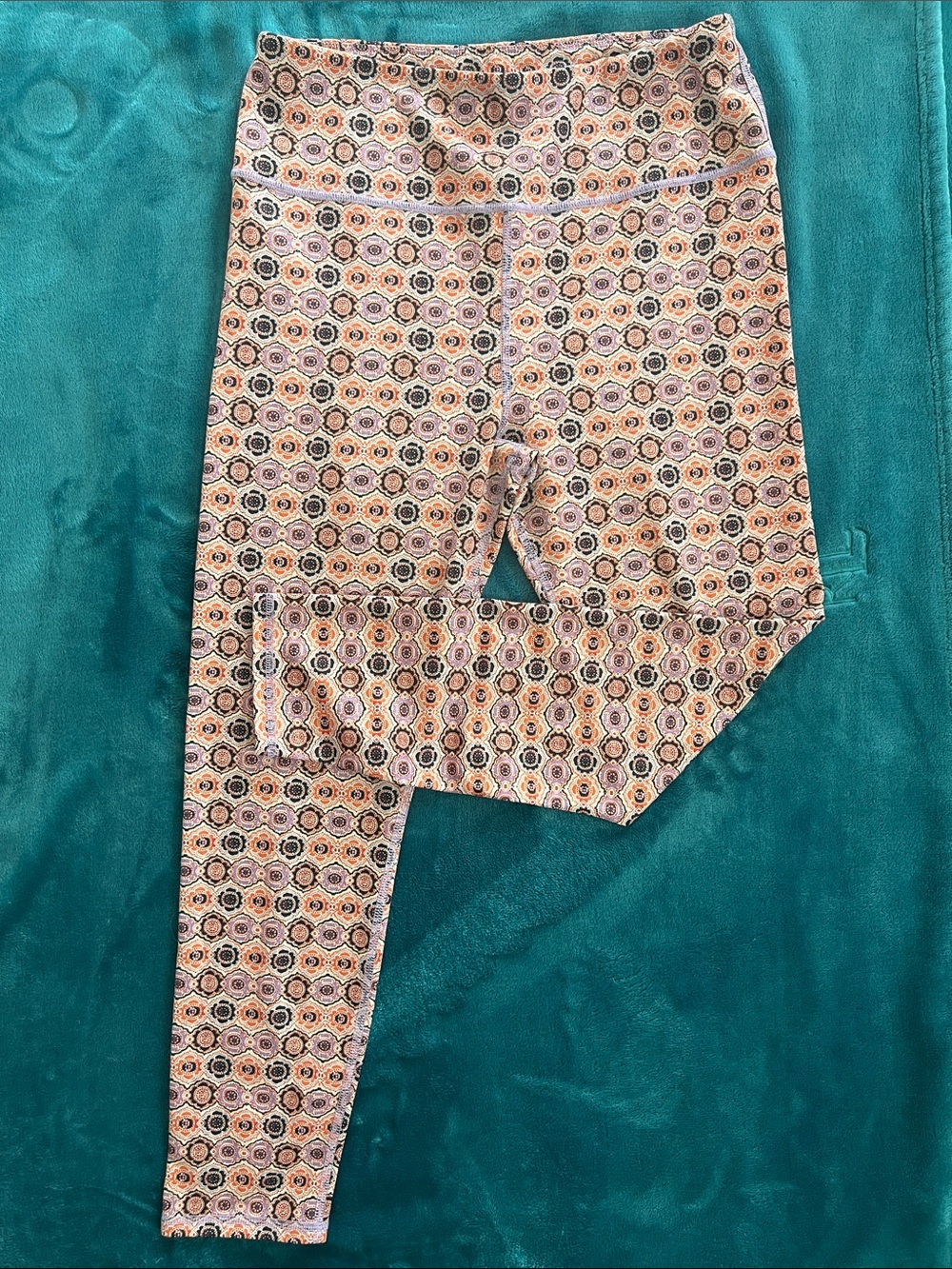 Printed Coral Mosaic Leggings - Women's High-Rise Active Leggings